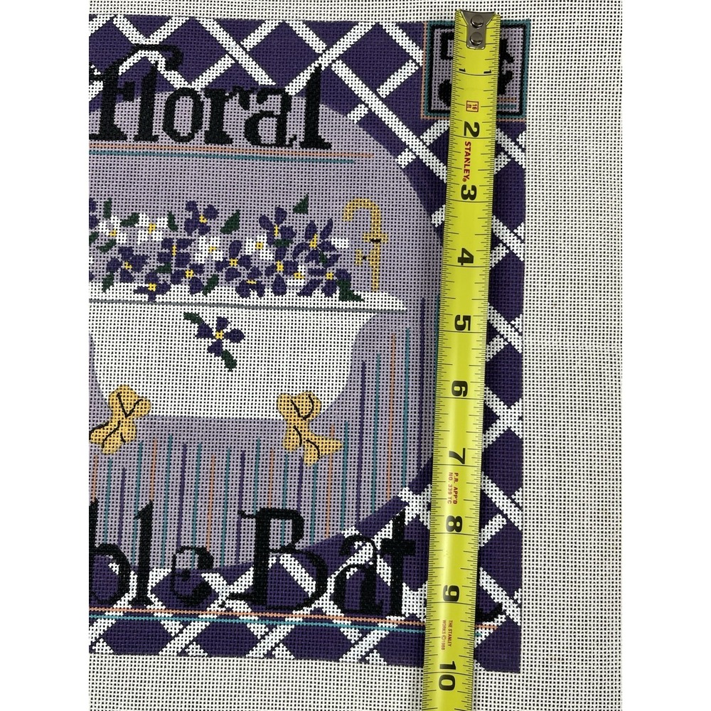 TS Designs Handpainted Needlepoint Canvas - Floral Bubble Bath Purple Flowers - Picture 7 of 9